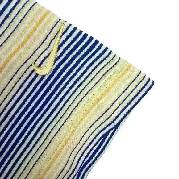 Nike Golf Dri-Fit UV Striped Polo Shirt Mens Large Yellow Blue Striped Stretch - Picture 5 of 11
